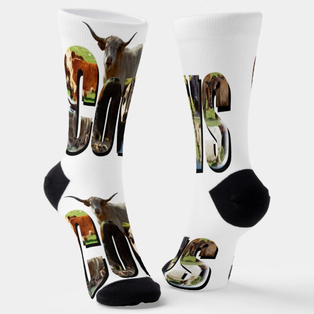 Chaussette Nom De Vaches Logo D'Image Avec Vaches, (Angulaire)