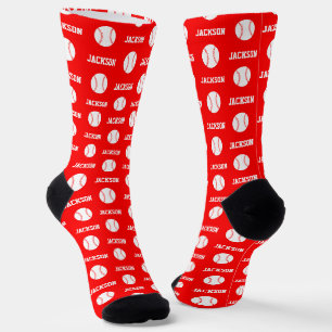 Chaussette Nom du baseball Motif rouge