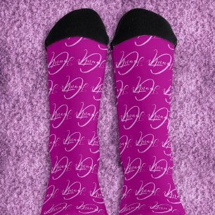 Chaussette Nom du monogramme et première chaussettes de mauve