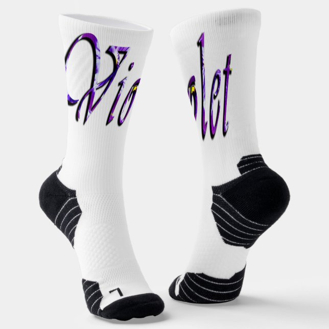 Chaussette Nom du violet floral, Chaussettes d'équipage (Angulaire)