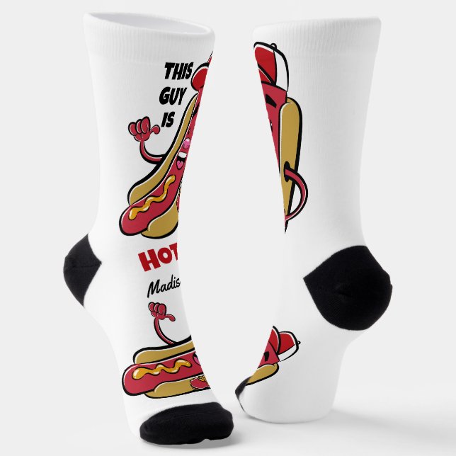 Chaussette Nom et texte personnalisés Hot Dog (Angulaire)