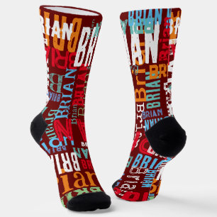 Chaussette Nom extensible sur le rouge foncé