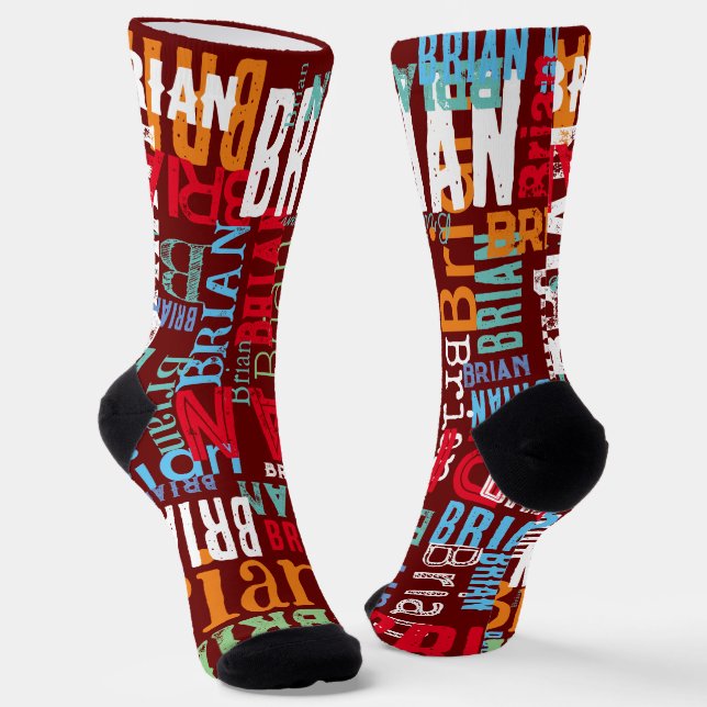Chaussette Nom extensible sur le rouge foncé (Angulaire)