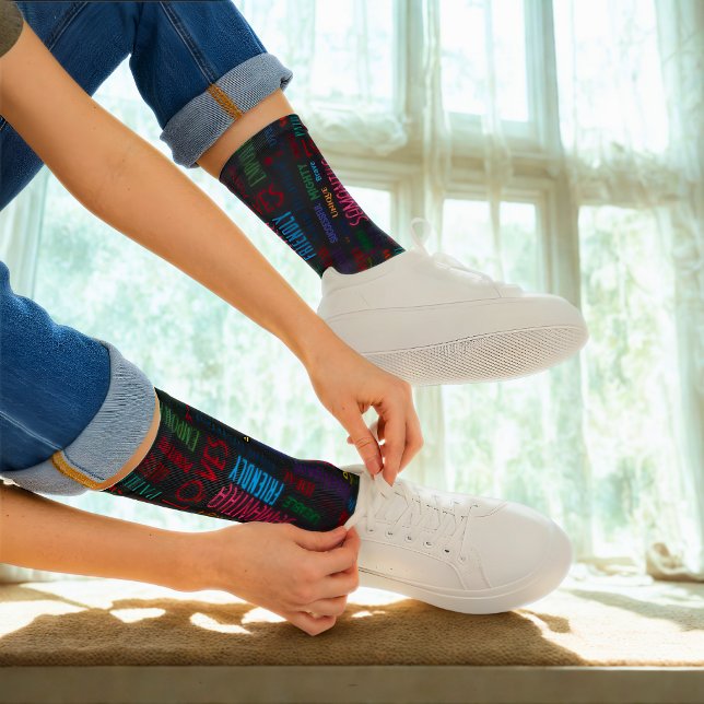 Chaussette Nom Personnalisé Art Word Moderne Ajouter Vos Prop (Créateur téléchargé)