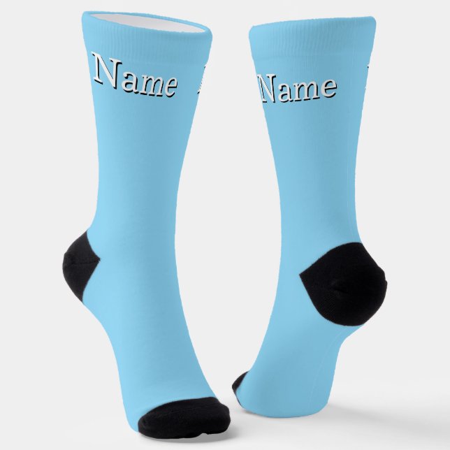 Chaussette Nom personnalisé bleu clair (Angulaire)