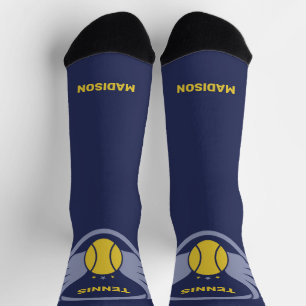 Chaussette Nom personnalisé Boule de tennis avec ailes