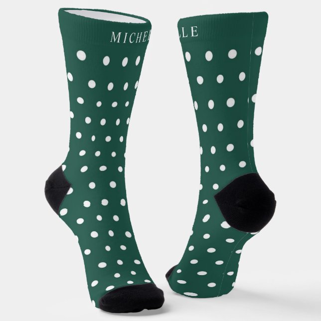 Chaussette Nom personnalisé Chasseur de Noël Pointe Polka ver (Angulaire)