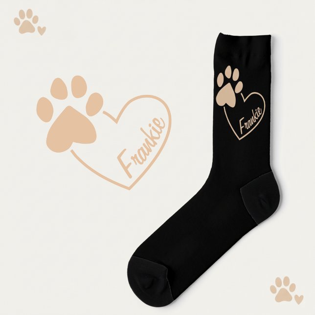 Chaussette Nom personnalisé Chaussettes noires pour Amoureux  (Cute personalized black socks for pet lovers.)