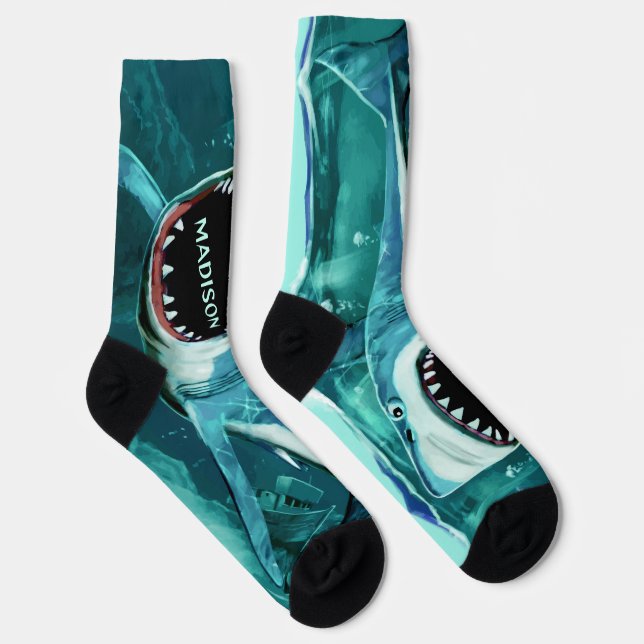 Chaussette Nom personnalisé du requin effrayant (Droite)