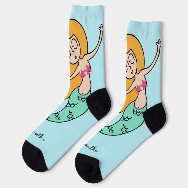 Chaussette Nom personnalisé Funny Mermaid (Gauche)
