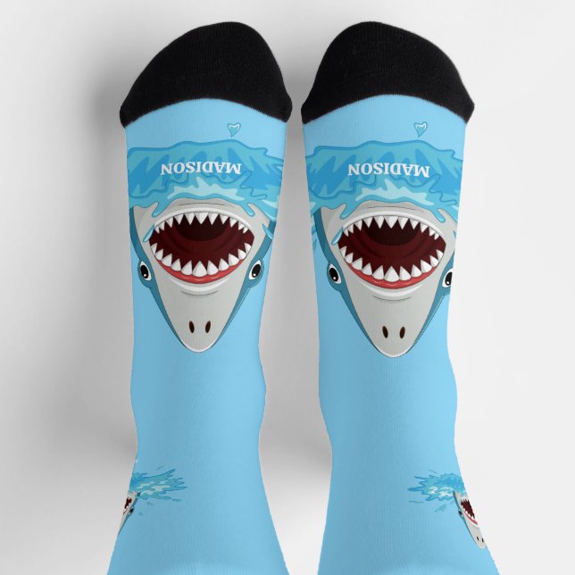 Chaussette Nom personnalisé Funny Shark (Haut)
