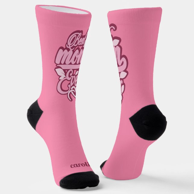 Chaussette Nom personnalisé "Meilleure maman jamais" (Angulaire)