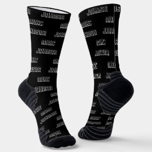 Chaussette Nom personnalisé moderne Motif noir et blanc