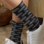 Chaussette Nom personnalisé Motif répétitif Personnalisé<br><div class="desc">This design may be personalized in the area provided by changing the Phoand/or text. Or it can be customized by choosing the click to customize further option and delete or change the color of the background, add text, change the text color style, or delete the text for an image only...</div>