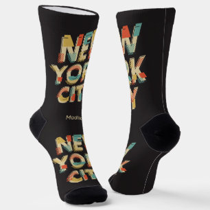 Chaussette Nom personnalisé NYC Typographie