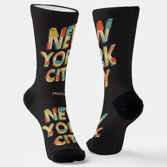 Chaussette Nom personnalisé NYC Typographie (Angulaire)