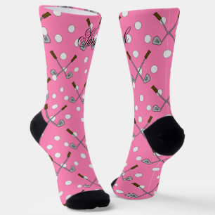 Chaussette Nom personnalisé Pink Golf