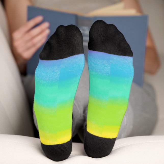 Chaussette Nom personnalisé rainbow Socks (Fond)