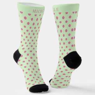 Chaussette Nom personnalisé Sage Green Rose Crew Chaussettes
