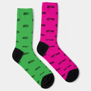 Chaussette Noms de couleur unie rose chaud et vert