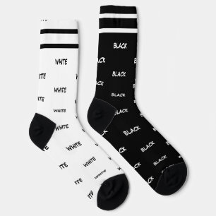 Chaussette Noms de couleurs à rayures blanches noires