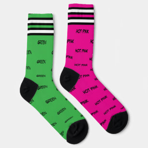 Chaussette Noms de couleurs rayures rose et vert