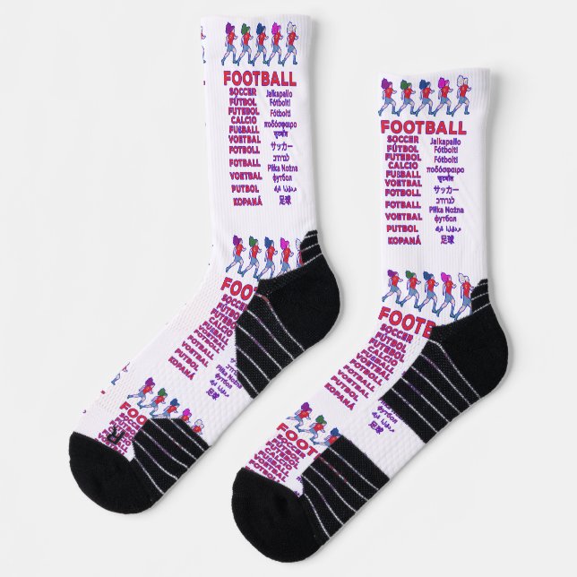 Chaussette Noms de footballeuses multilingues pour fans de sp (Gauche)