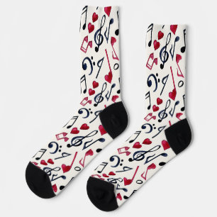 Chaussette Notes et symboles de musique noir et blanc
