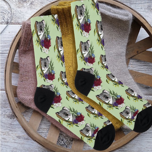 Chaussette Nounours Koala Mignon Vert Flore Faune Australienn (Créateur téléchargé)