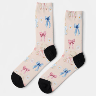 Chaussette Nounours Oursons à l'Arc Féminin Motif Sans Coutur