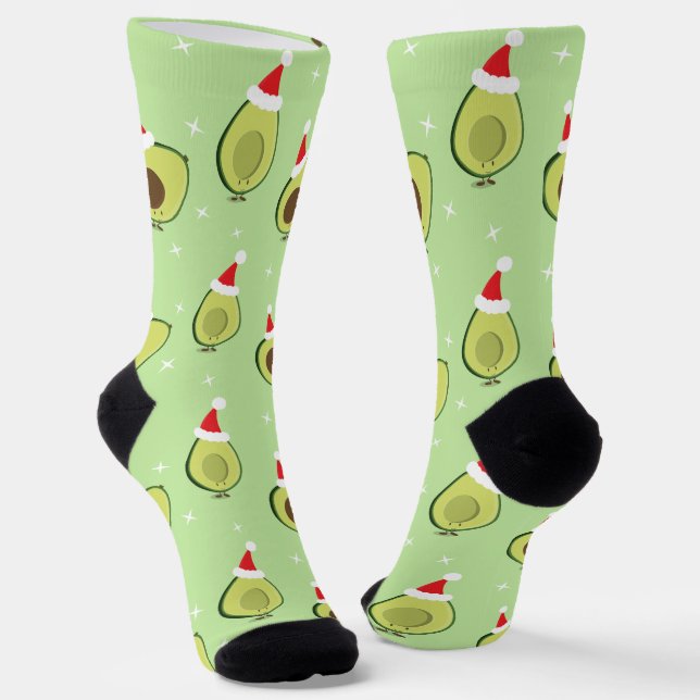 Chaussette Nourriture mite Santa Hat Avocado Noël (Angulaire)