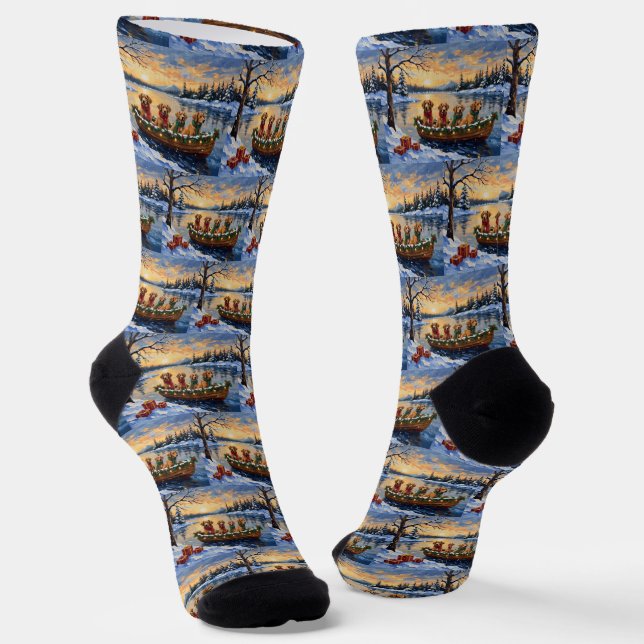 Chaussette Nova Scotia Duck Tolling Retriever Bateau de Noël  (Angulaire)