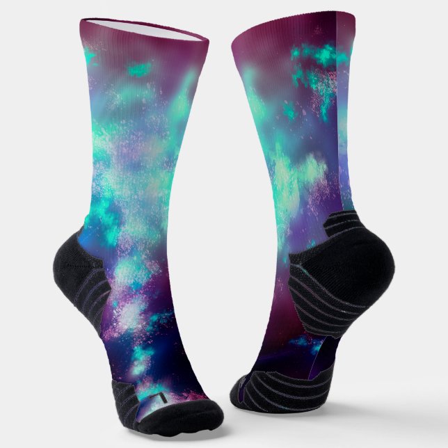 Chaussette Nuit Sky Neon Lights Athlew Crew Sock (Angulaire)