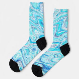 Chaussette Ocean Blue Wave Marble Texture Abstrait Liquide