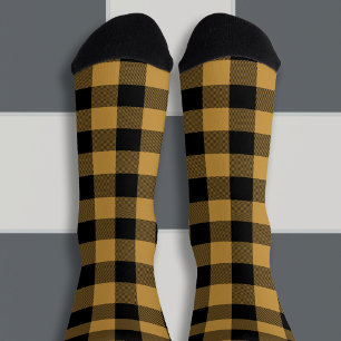 Chaussette Ocre et plaid de buffle noir