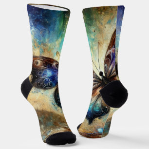 Chaussette Œuvre d'art fantastique représentant un papillon c