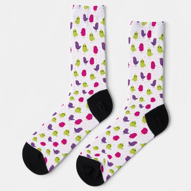 Chaussette Oiseaux colorés mignons  (Gauche)