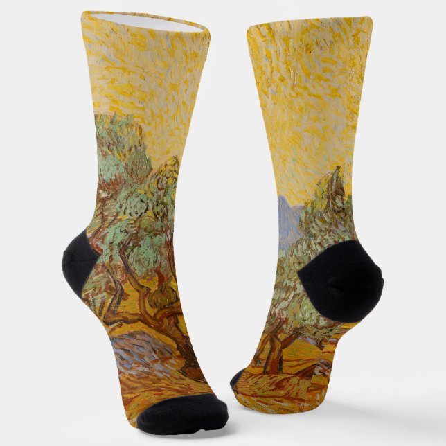 Chaussette Oliviers de Van Gogh Ciel Soleil Jaune (Angulaire)