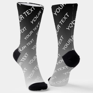 Chaussette Ombre & motif de texte (couleur modifiable) Gris