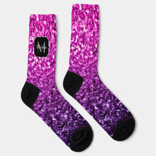 Chaussette Ombre rose violet faux paillettes scintillent Mono