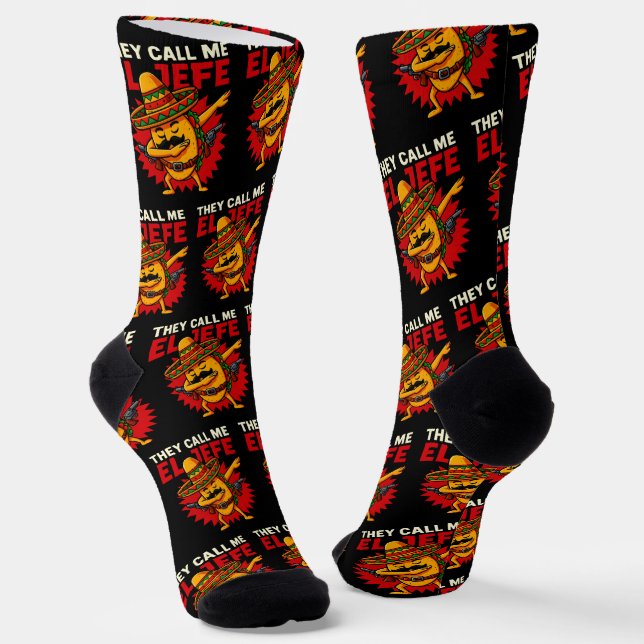 Chaussette On M'Appelle El Jefe Taco Funny Boss Cinco De Mayo (Angulaire)