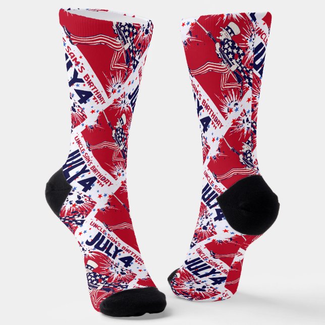 Chaussette Oncle Sam étoilé pour son anniversaire le 4 juille (Angulaire)