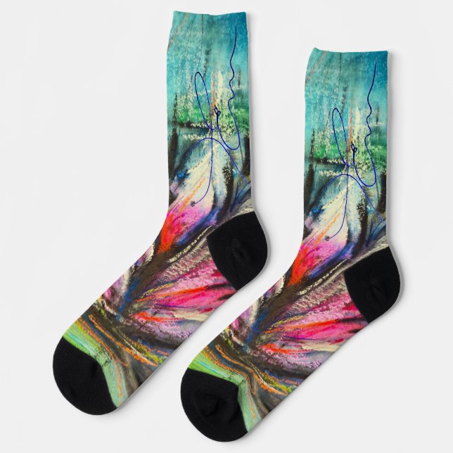 Chaussette Ondes de calme fleuries (Gauche)