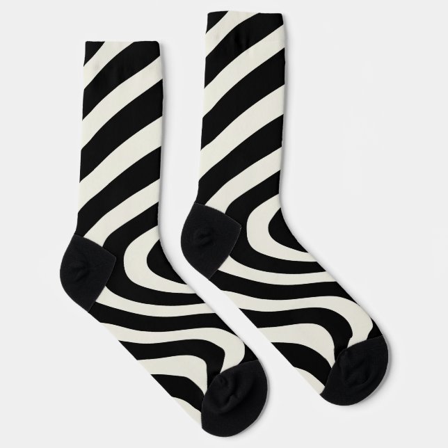 Chaussette Ondes de style rétro noir et blanc (Droite)