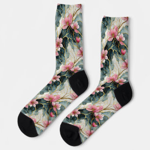 Chaussette Or Floral Rose Gold Japonais