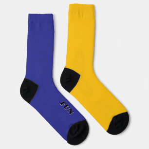 Chaussette Orange Bleu Cool Drôle Uni Couleur Inégale