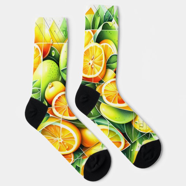 Chaussette Orange Botanique Citron Géométrique Citrus (Droite)