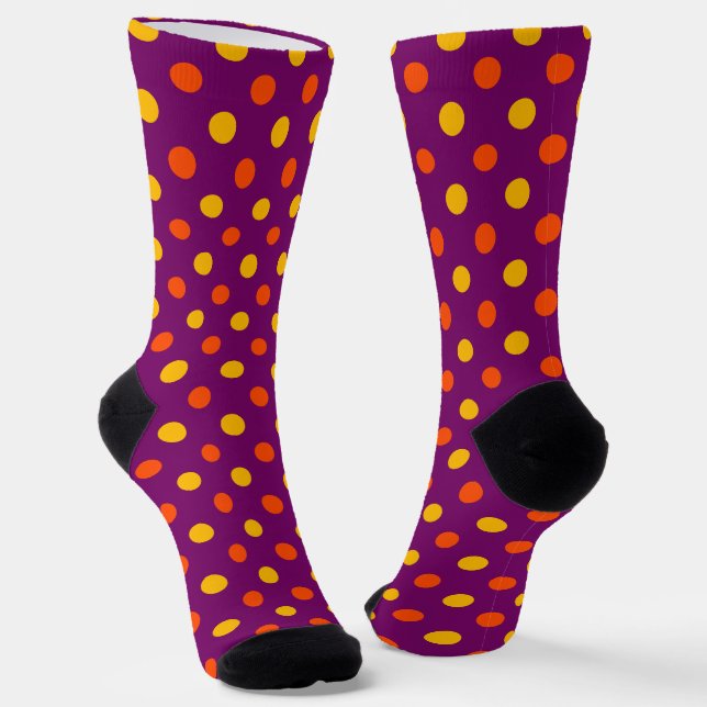 Chaussette Orange et points jaunes violets  (Angulaire)