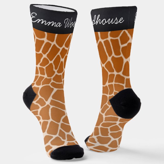 Chaussette Orange Giraffe Imprimer Amusant Animal Personnalis (Angulaire)