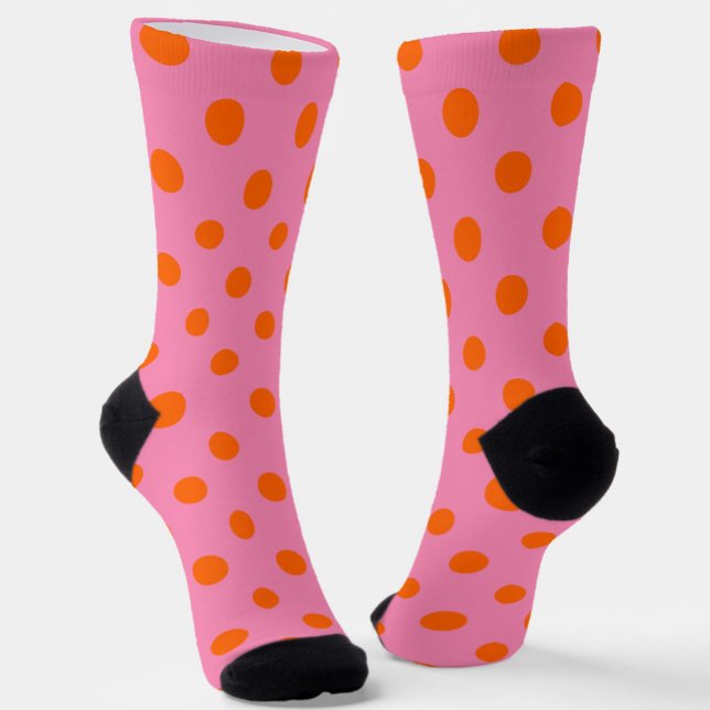 Chaussette Orange On Rose Pois Design Motif (Créateur téléchargé)
